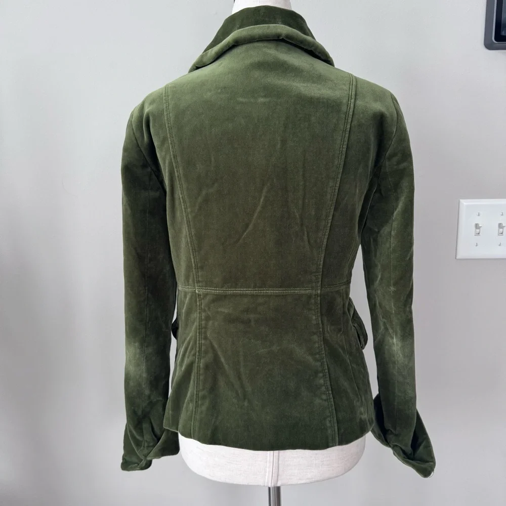 J. Crew Olive Green Velvet Blazer Jacket with Leather Buttons
